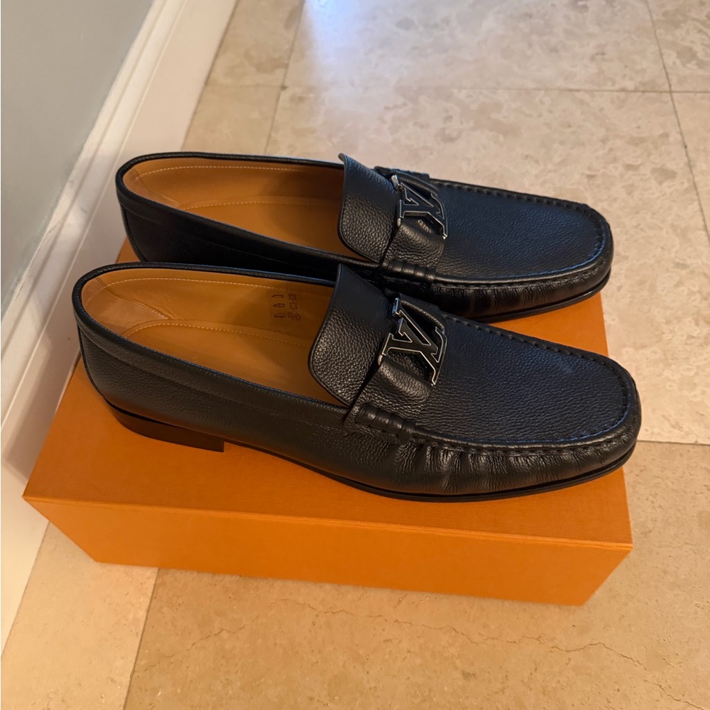 Louis Vuitton Navy Leather Loafers